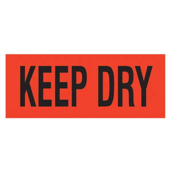 Labels - "Keep Dry" Black/Neon Red BR123 2IN x 5-3/8IN 500/RL