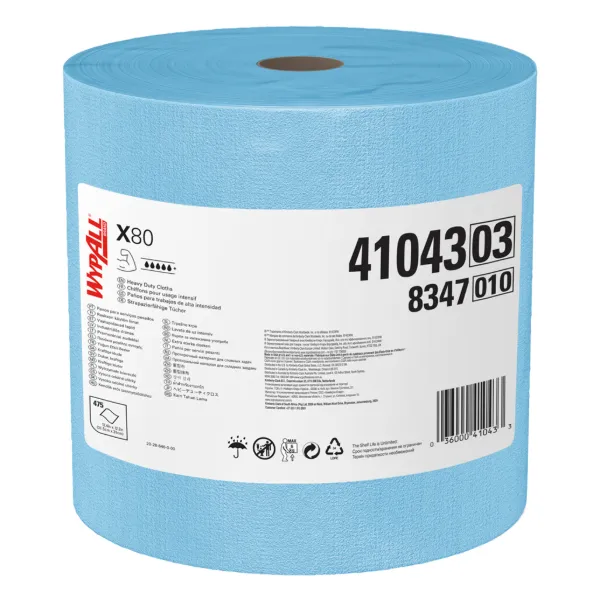 Wipers - PowerClean™ Heavy Duty Blue X80 12.4IN x 12.2IN 41043 Jumbo Roll 475 SHEETS/RL
