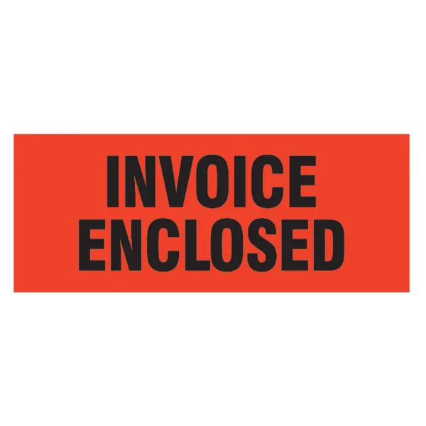 Labels - "Invoice Enclosed" Black/Neon Red MPL110 2IN x 5IN 500/RL