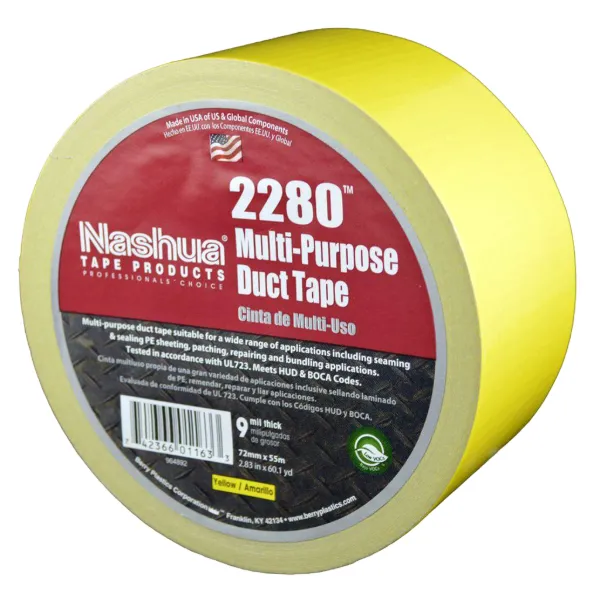 Cloth Duct Tape - Polyethylene Coated Yellow 2280 24MMx55M 9MIL 48/CS