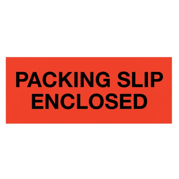 Labels - "Packing Slip Enclosed" Black/Neon Red MPL103 2IN x 5IN 500/RL