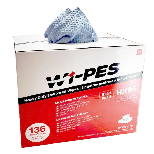 Wipers - Heavy Duty Embossed Spunlace Blue HX95B-2P 11.8IN x 16.5IN 136 SHEETS/BX 6/CS 96/SKID
