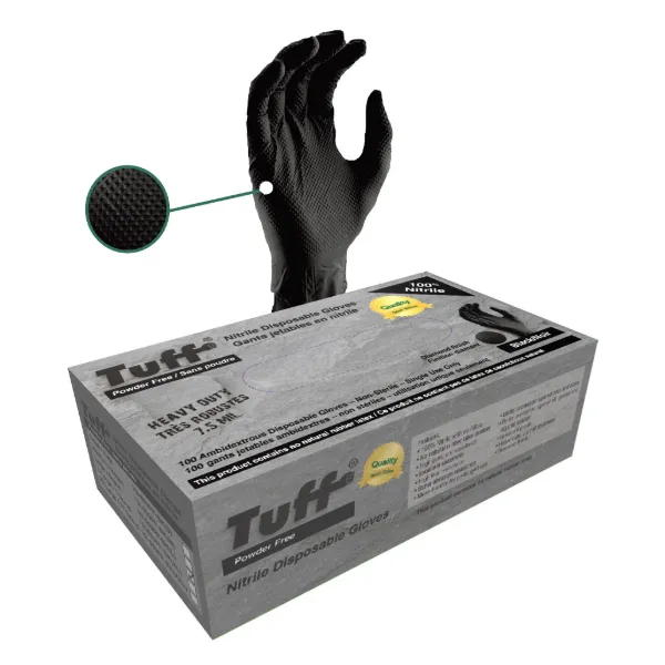 Gloves - Nitrile Disposable Powder Free Black 650PF-BK 7.5MIL Large 100/BX 10/CS
